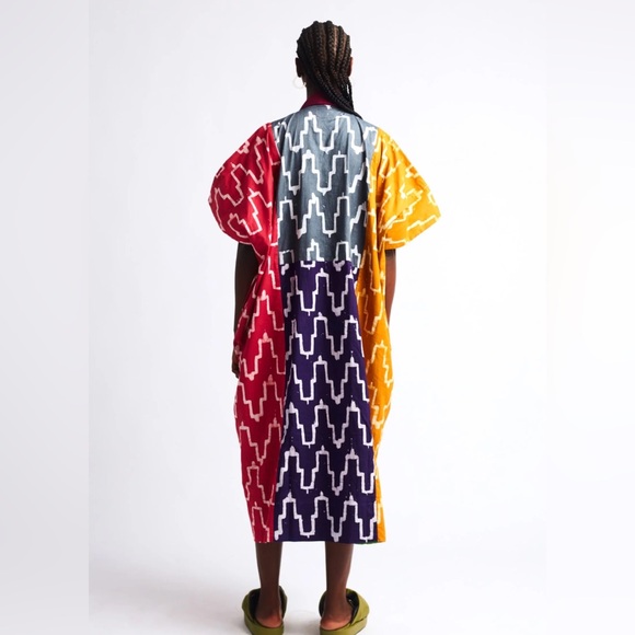 Dye lab Adire Tie dye African bubu Agbada kaftan kimono NWOT - Picture 7 of 8